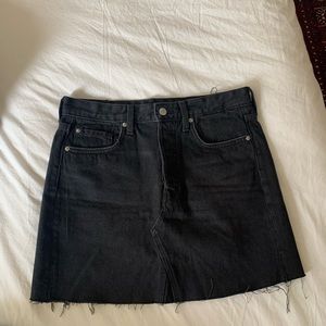 h&m • classic black denim frayed skirt